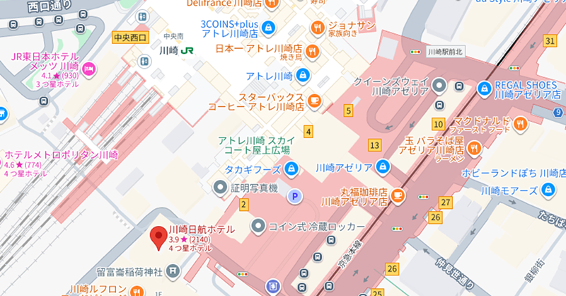 川崎日航ホテル周辺地図
